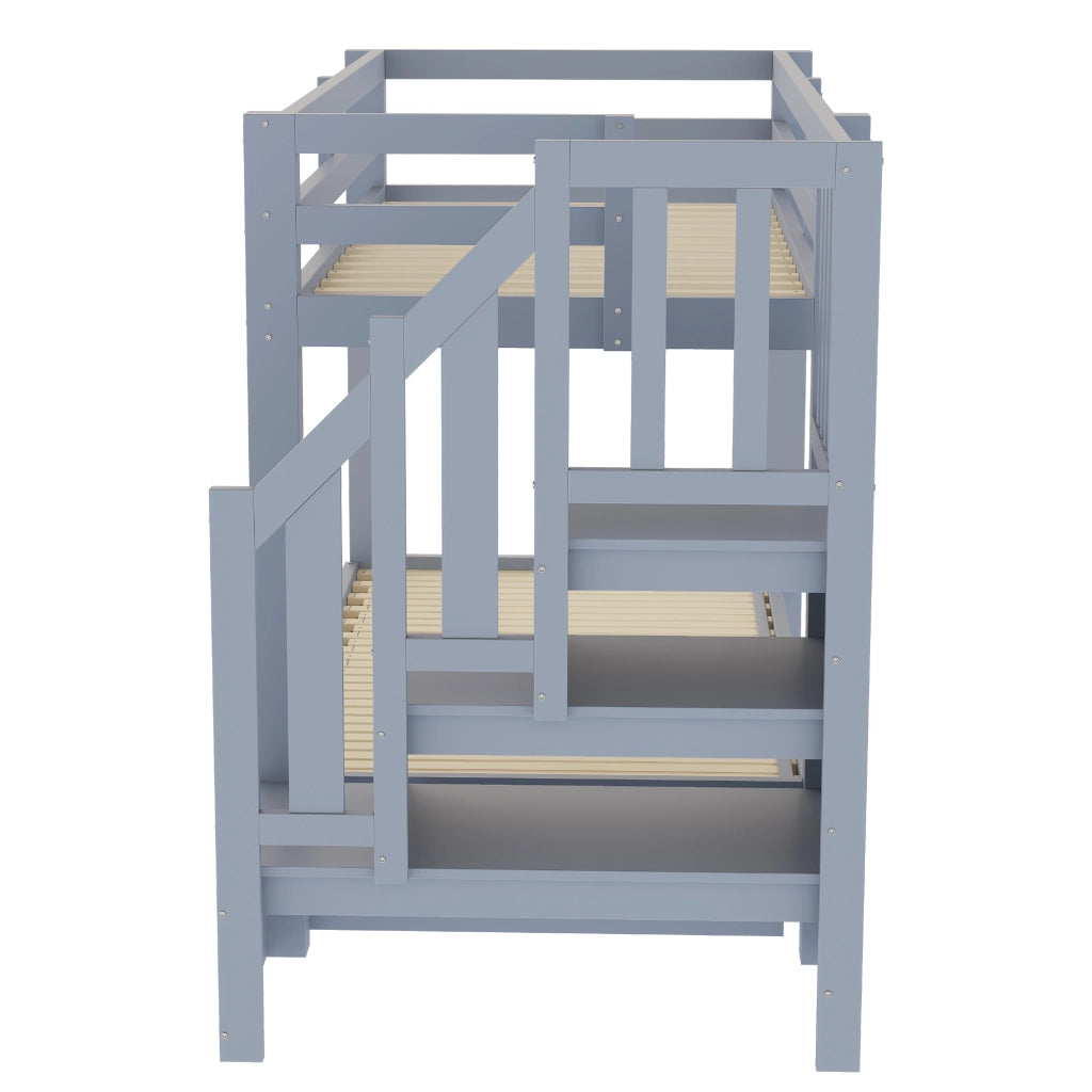Letto a castello 90 × 200 cm con letto estraibile 180 × 190 cm, 3 cassetti e scala contenitore, senza materasso