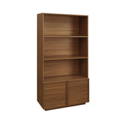 Libreria effetto legno con 2 ante a 5 livelli, noce