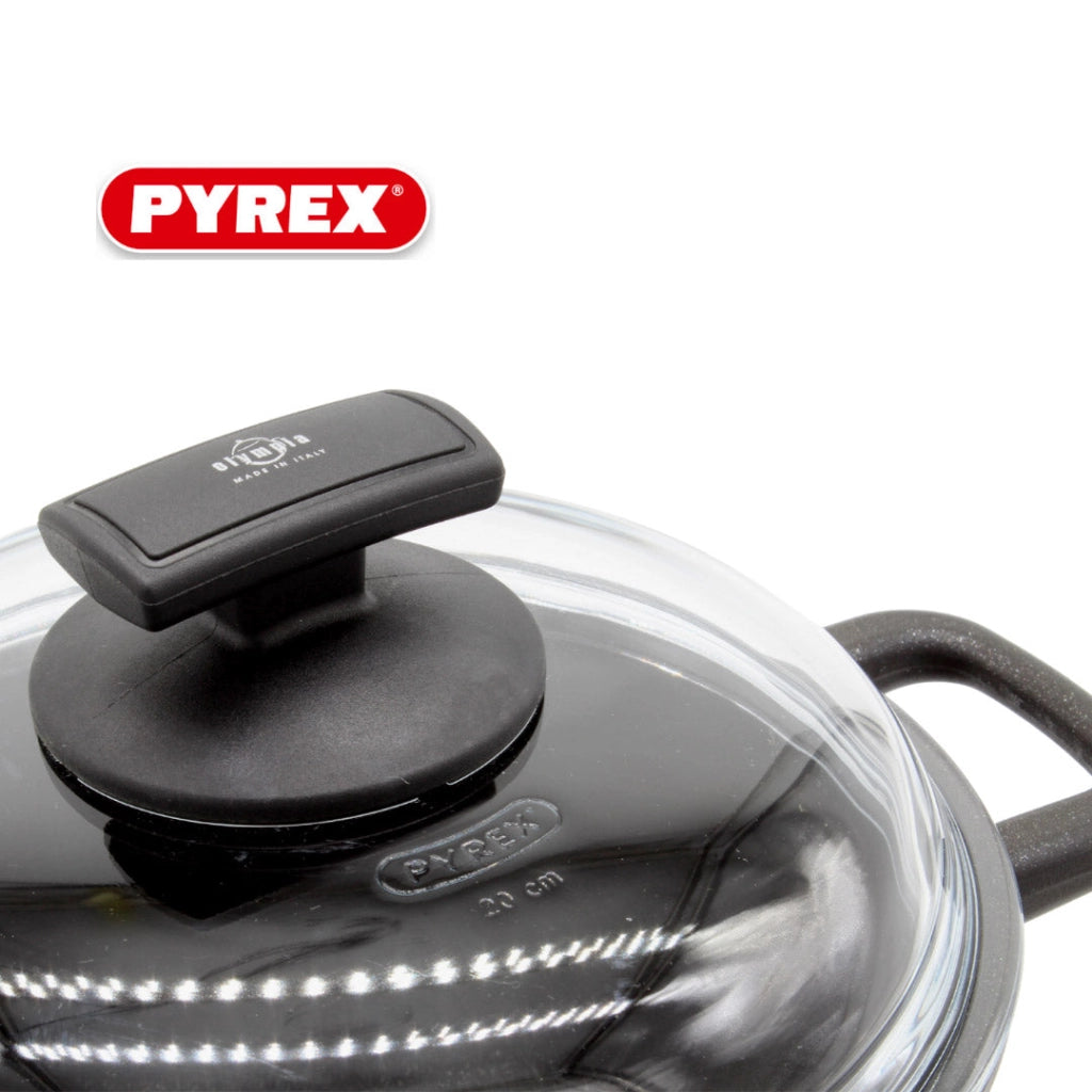 Casseruola con Coperchio in Vetro Antiaderente 2 Manici Ø28 cm Olympia Hard Cook