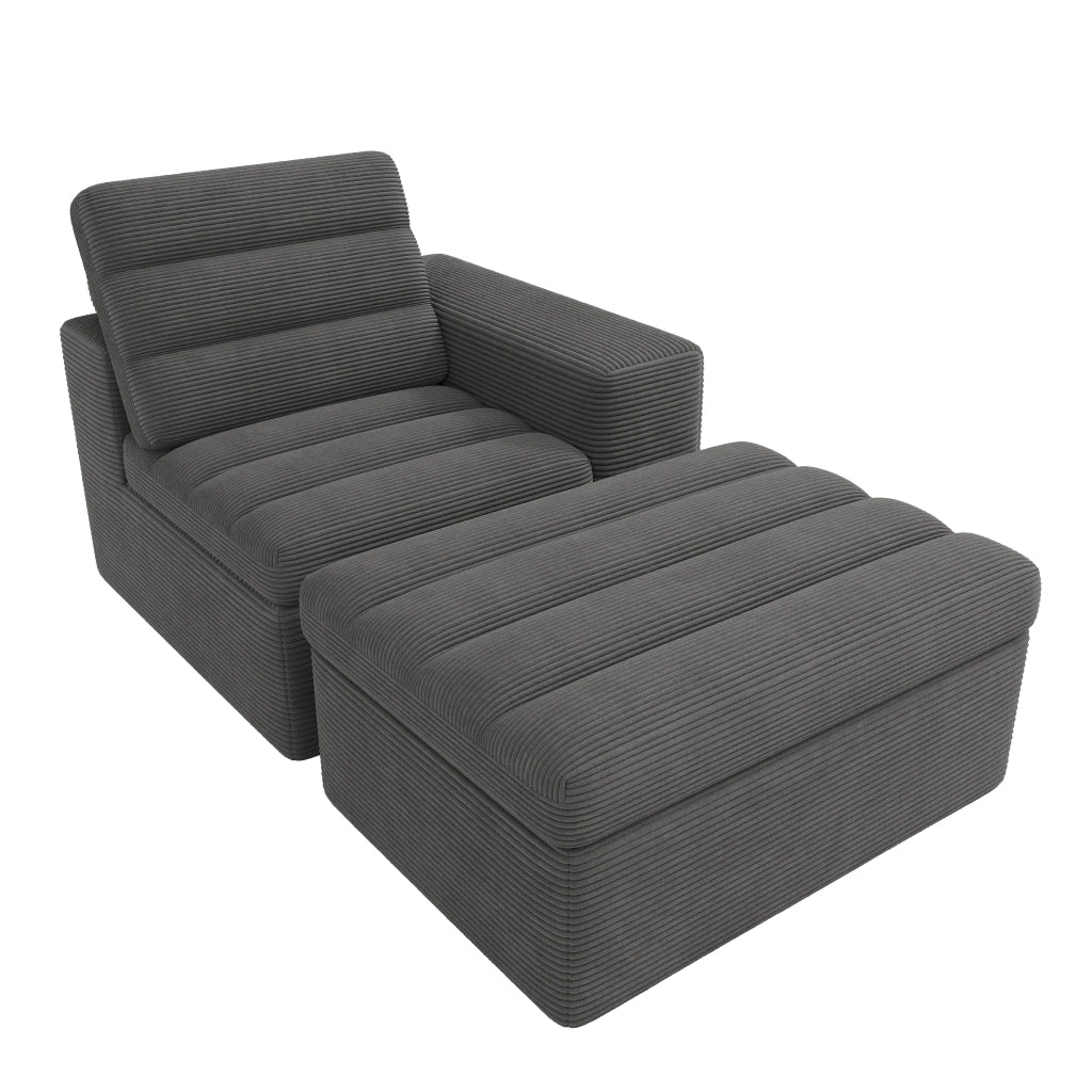 DIVANO Modulare angolare 253x161x89 cm in corduroy grigio scuro