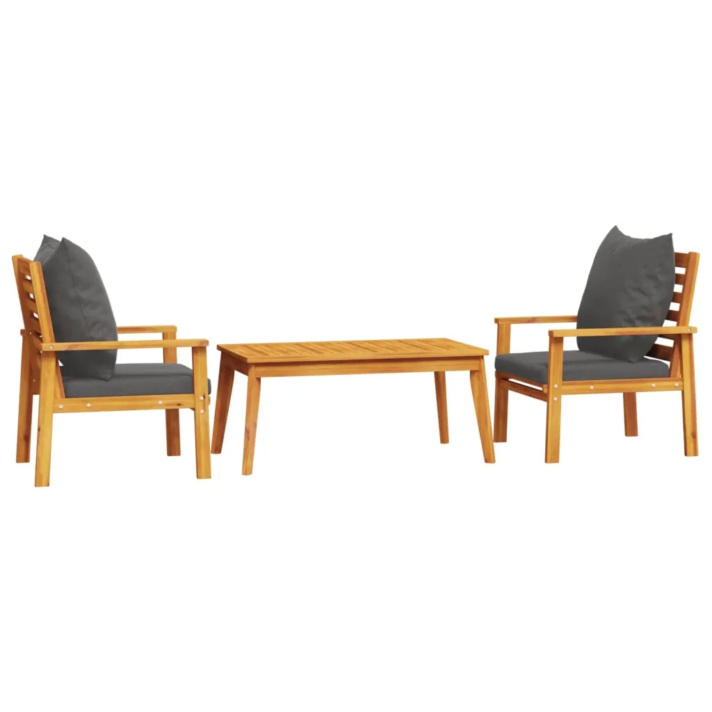 Set Mobili da Giardino 3pz | Set Salotto da Giardino con Cuscini Legno Massello di Acacia