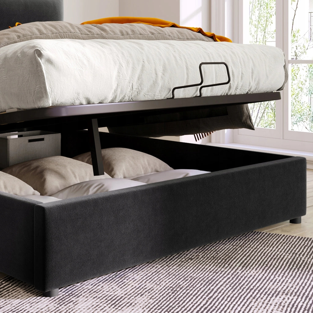 Letto singolo 140x200 - Xylo - Nero con sistema idraulico senza materasso