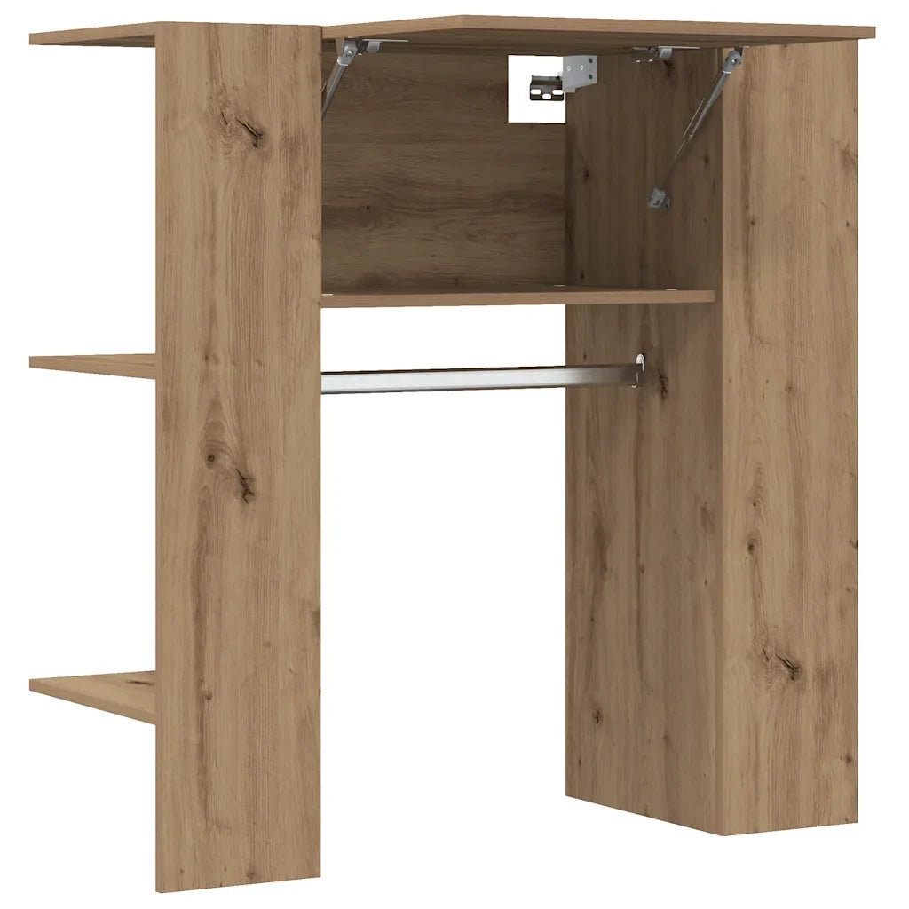 Elegante mobiletto da ingresso a parete con ripiani 97,5 x 37 x 99 cm realizzato in legno di rovere composito finitura artigianale 02_0051016