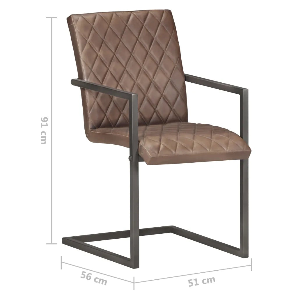 Sedie da Pranzo a Sbalzo 6 pz Marroni in Vera Pelle 3059810