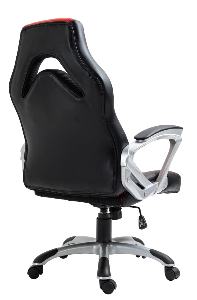Sedia da ufficio Foxton in finta pelle nero/rosso
