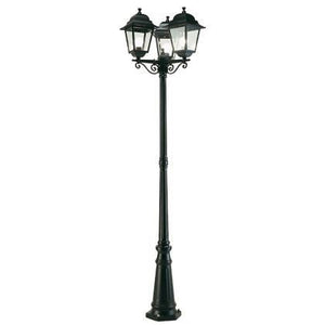 Lampada Palo Alto Tre Luci per Giardino Colore Nero da Esterno Linea Quadrata Sovil