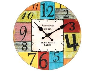 OROLOGIO MURO PARIS COLOR- - ø cm.30 - 1 pezzi XTRA
