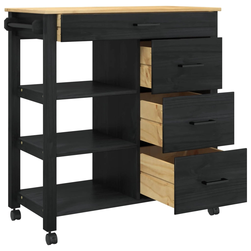 Carrello da Cucina MONZA Nero 84 x 40 x 88,5 cm CFW6154194