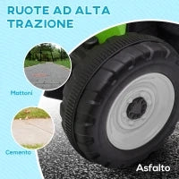 Trattore Elettrico per Bambini 3-6 Anni con Rimorchio Rimovibile, Batteria 12V e Telecomando, Verde