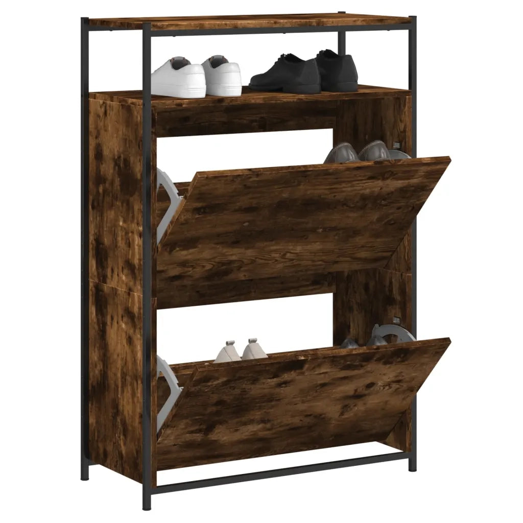 Scarpiera | Mobile per scarpe Rovere Fumo 75x34x112 cm in Legno Multistrato