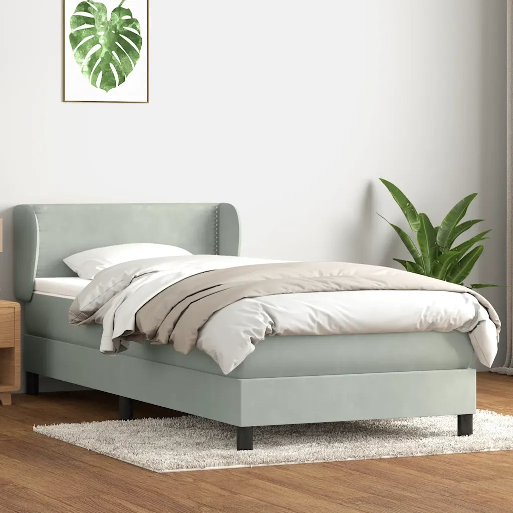 vidaXL Giroletto a Molle con Materasso Grigio Chiaro 80x220 cm Velluto