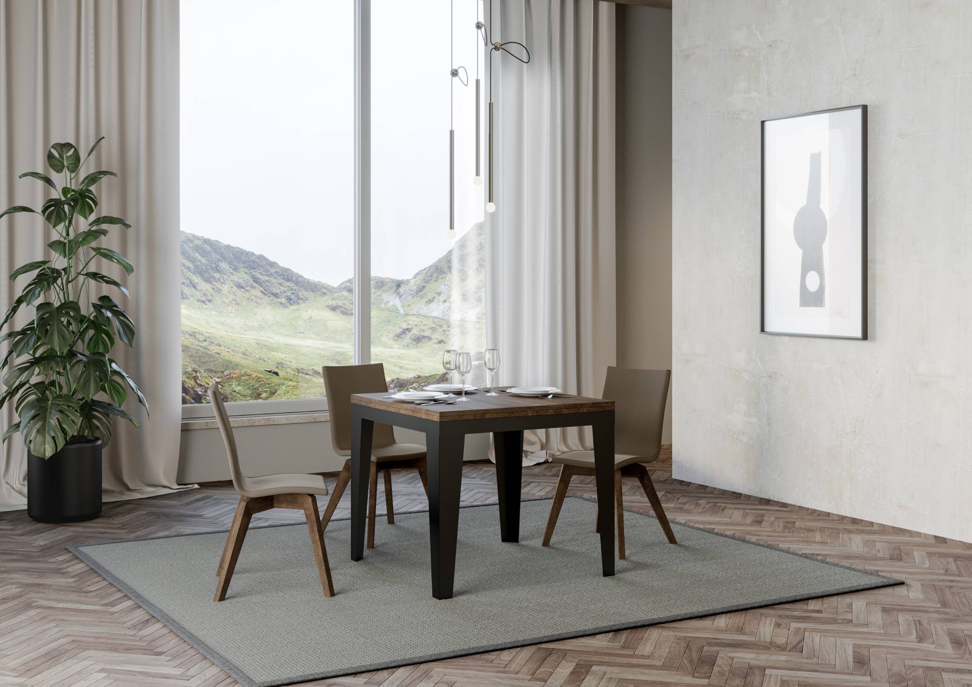 Tavolo Allungabile 90-180x90x80-78 cm Flame Libra Noce