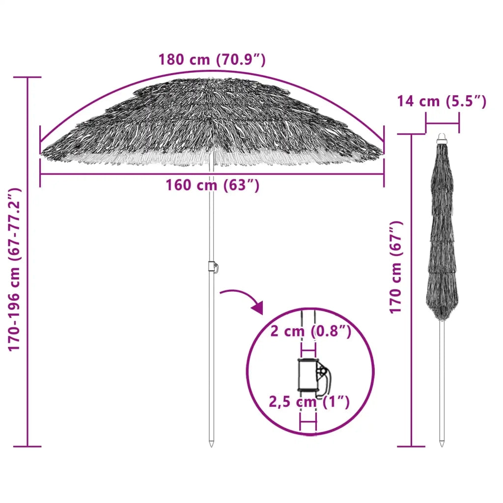Ombrellone da Spiaggia Naturale 160 x 160 x 196 cm 42006676