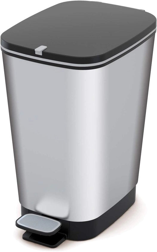 Pompa da acqua 10L con coperchio e pedale per cucina e bagno – acciaio inox metallicizzato