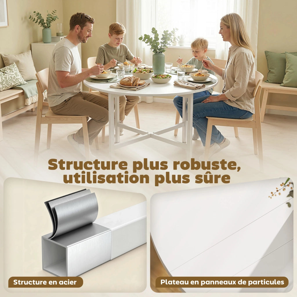 Tavolo da pranzo pieghevole rotondo ¨C zephmum ¨C bianco 80 cm 4 persone