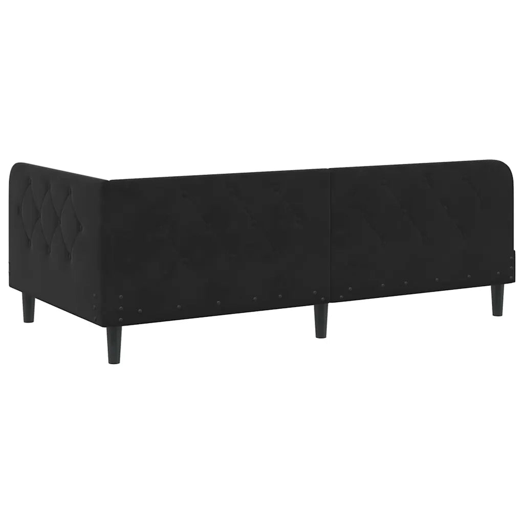 Letto singolo | Letto per adulti | Cornice del letto ad angolo Nero 90 x 190 cm Velluto