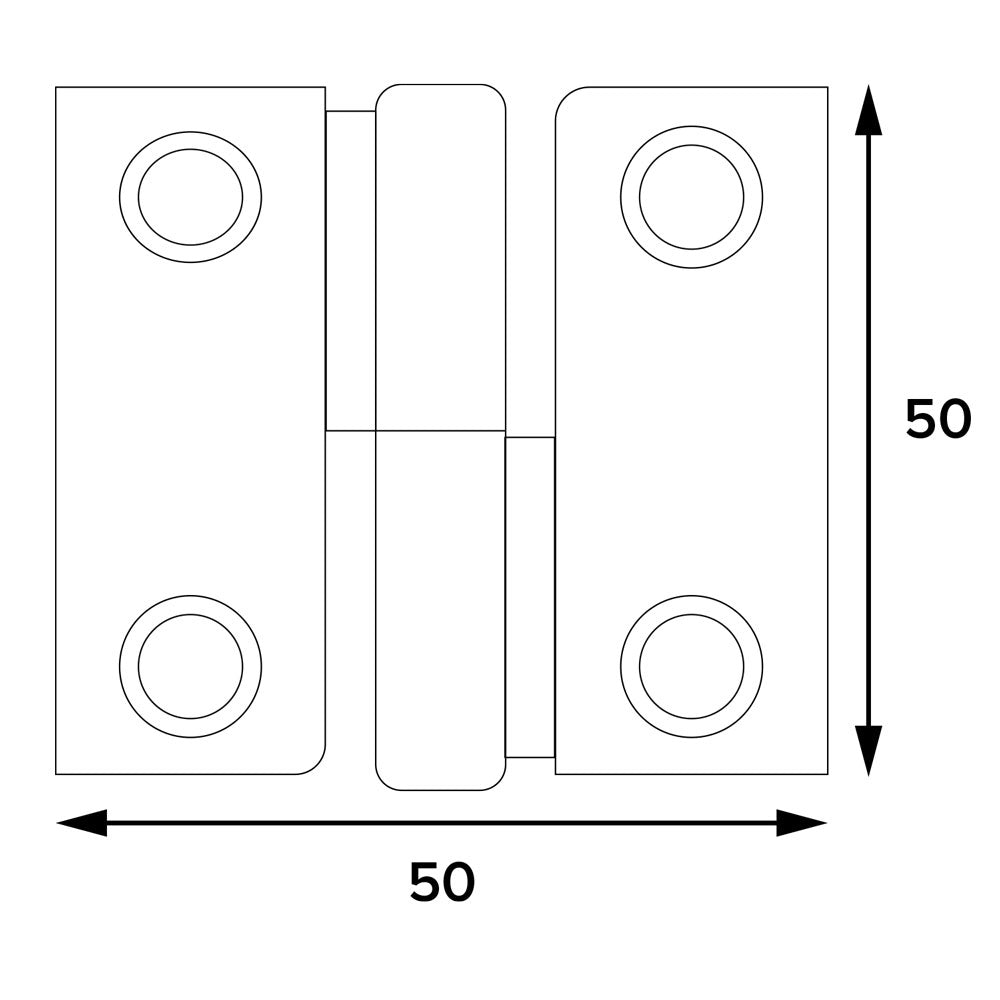 CERNIERE PAUMELLES mm. 50 - pz.2 ottonata SX  - Blister Koncreto