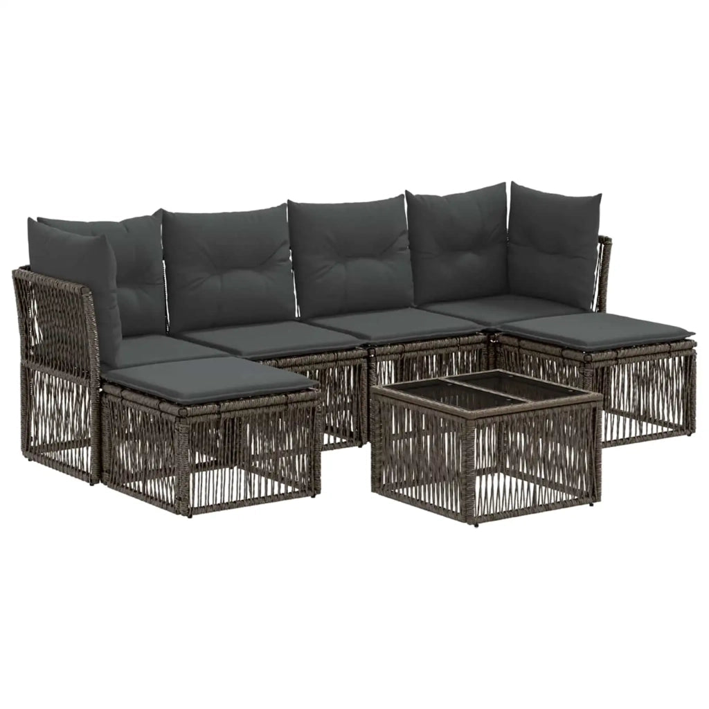 Set Divano da Giardino 7 pcs Grigio polyrattan