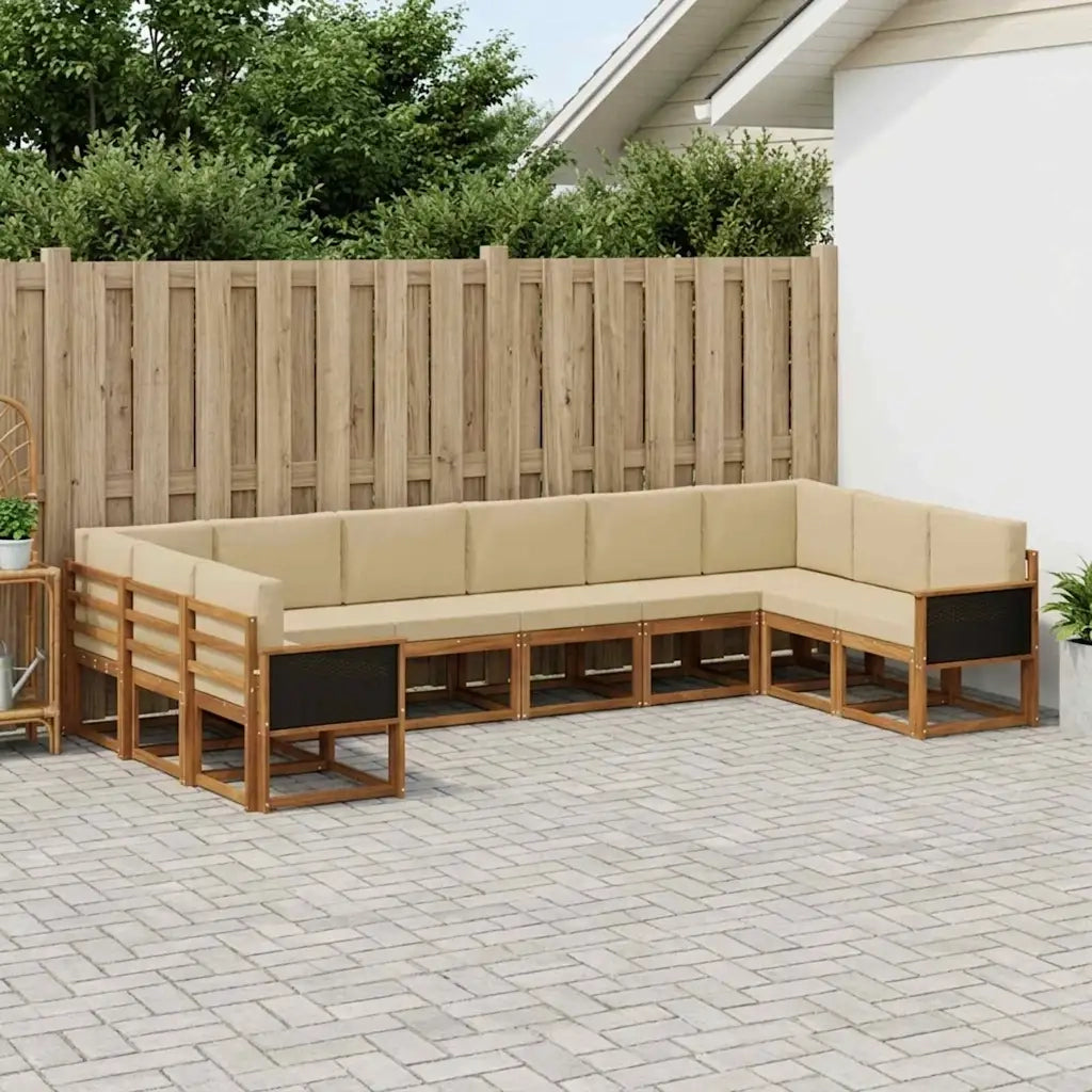 Set di divani da esterno con cuscino 10 pcs Naturale e Beige 3385564