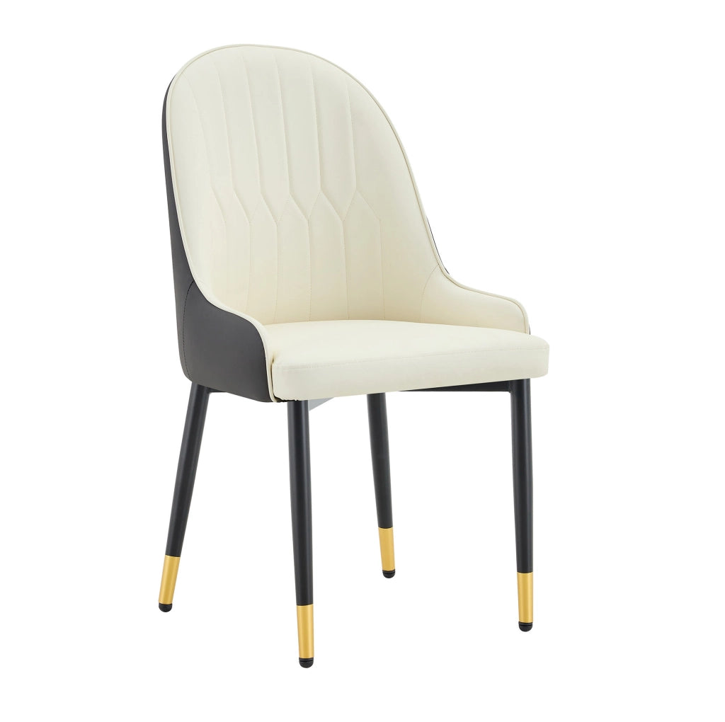 Set di 2 sedie da pranzo in ecopelle PU, grigio e bianco