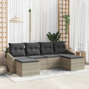 Set di divani con cuscino 6 pcs Grigio chiaro polyrattan