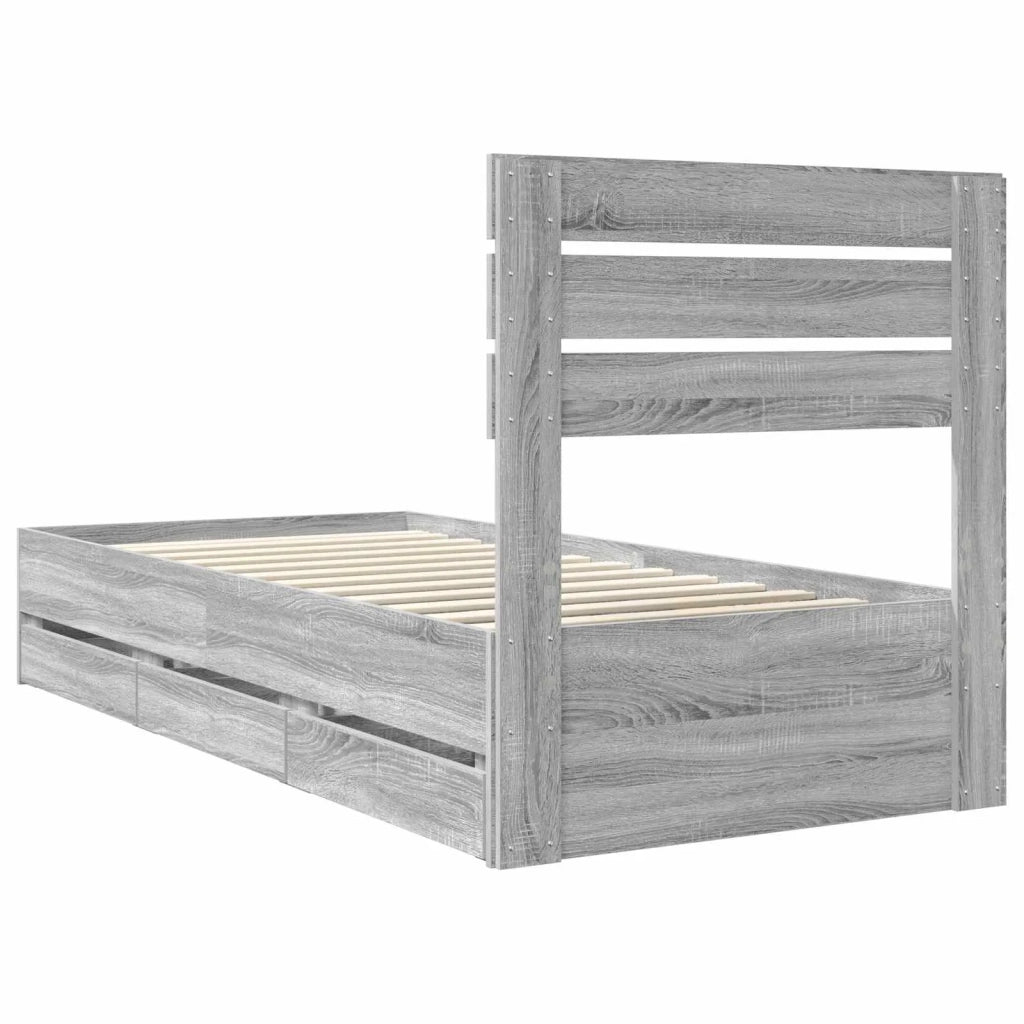 Struttura del letto con cassetto Grigio Sonoma 75 x 190 cm 3411543