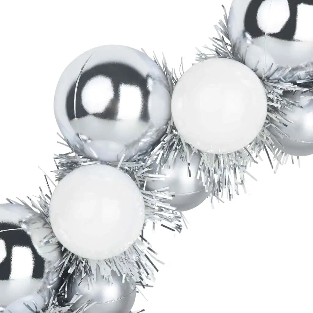 Corone di Palline di Natale 2 pz Bianco e Argento CFW3083849