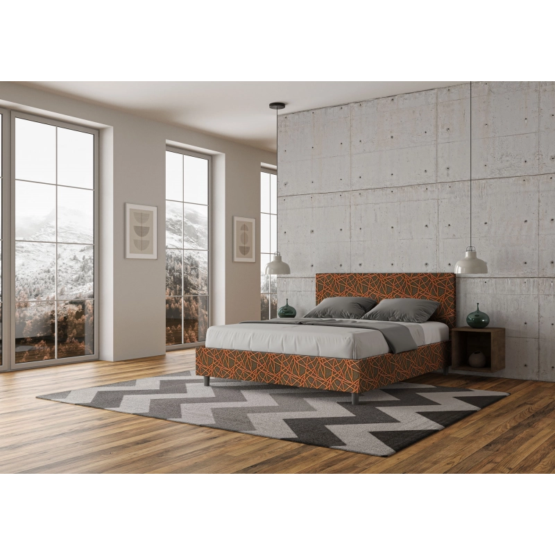 Letto imbottito Matrimoniale 160x200 cm tessuto Era Adele - Senza rete,Arancione