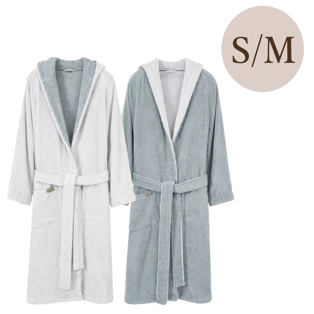 Selesi, Accappatoio 100% Cotone con Cappuccio Reversibile, Grigio Chiaro
