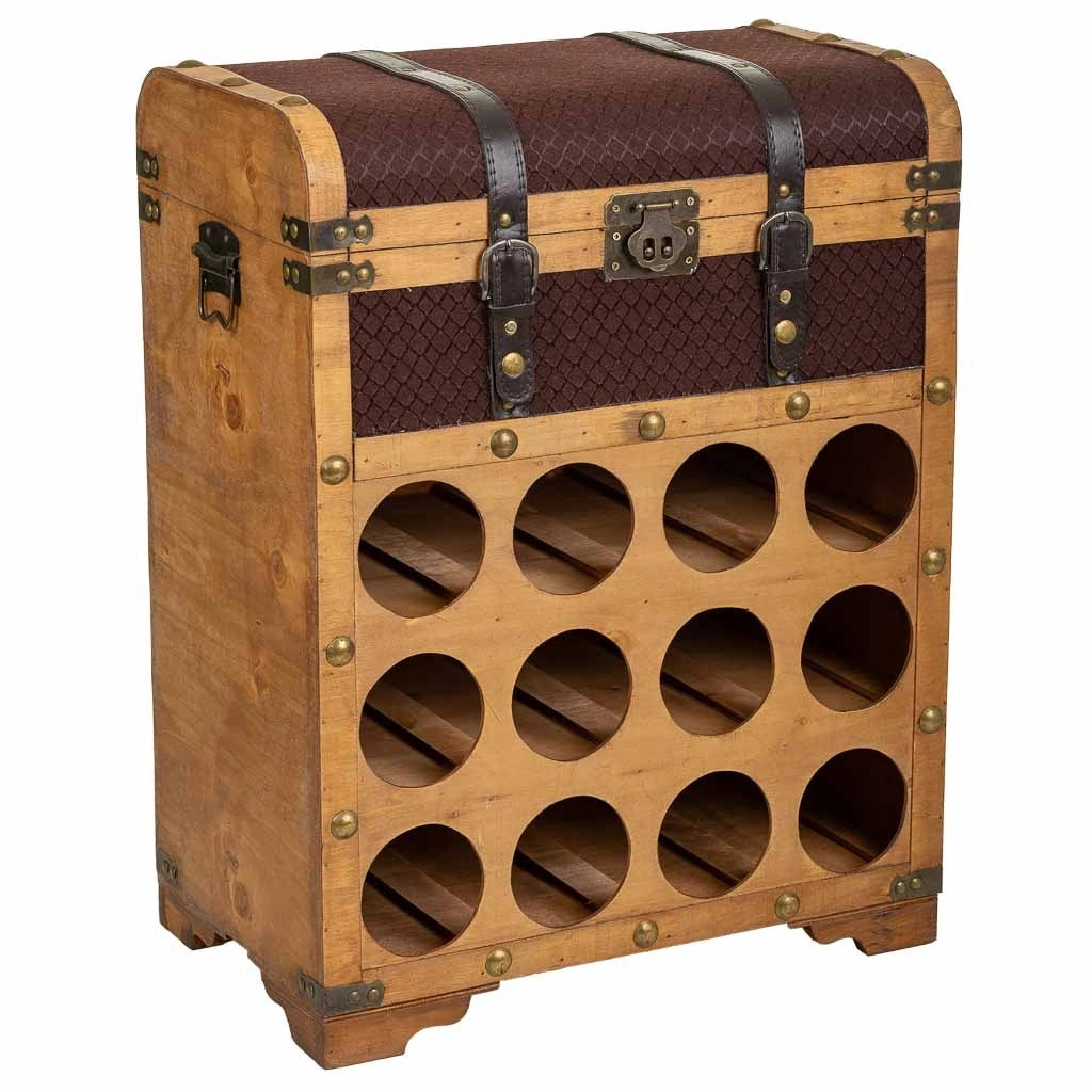 Baule portabottiglie in legno marrone 45x28x59h