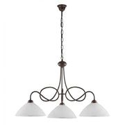 Lampadario Rustico Bistrot 3 Luci Nero e Bianco LuceArt Classic