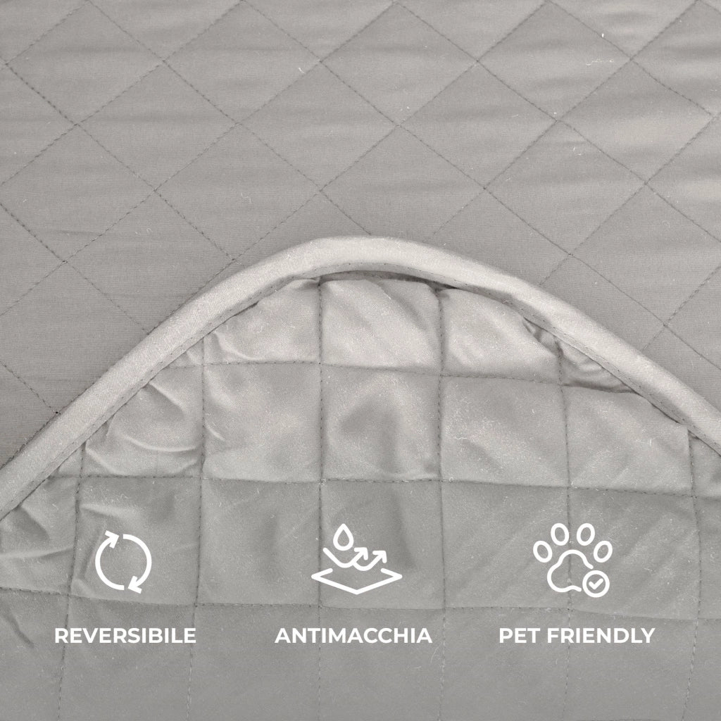 Copridivano Con Braccioli Antimacchia Trapuntato Protettore Impermeabile Salvadivano Idrorepellente Imbottito Con Elastico Antiscivolo Grigio - Divano 2 posti