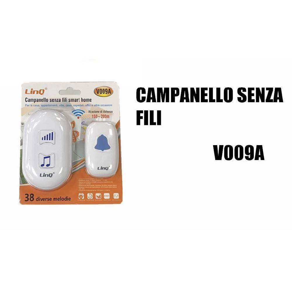 Trade Shop - Campanello Senza Fili Con Ricevitore Smart Home 200-300 Metri Spazi Aperti V009a -