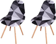 Set di protezioni per sedie da cucina, camera da letto e salotto - Senza braccia - Lavabile - Cucina, camera da letto, salotto - Set da 2 - Design a forma di triangolo nero