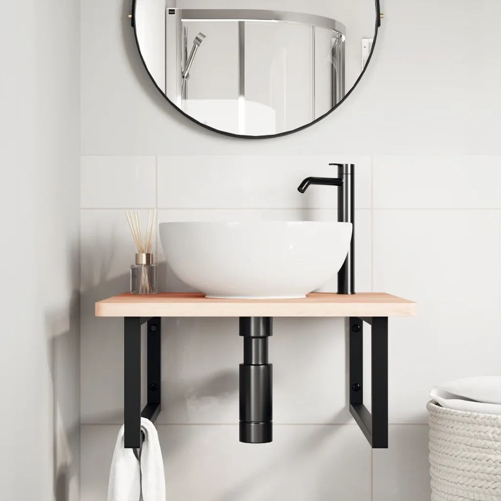 vidaXL Reggimensole per Lavabo 2 pz Nere Rettangolari in Acciaio