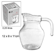 Trade Shop - Brocca Birra 0.25lt Vetro Trasparente Caraffa Manico Acqua Vino Succhi Bevande -