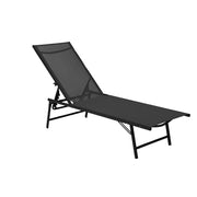 Trade Shop - Lettino Sdraio Mare Prendisole Reclinabile Pieghevole Praiano Piscina Sedia In Textilene - Nero