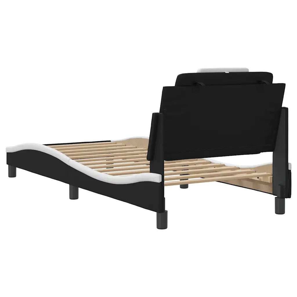 Giroletto Viana senza Materasso Nero e Bianco 80x200 cm in Similpelle 3208059