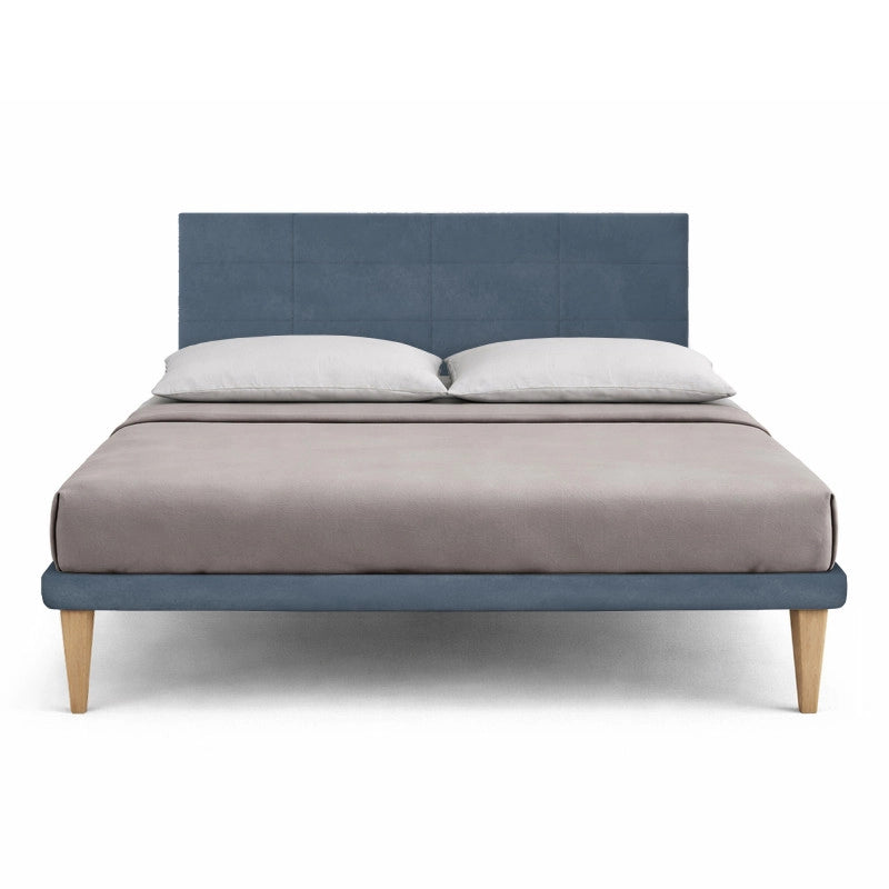 Letto imbottito Letto Matrimoniale alla Francese 140x190 cm Square - Con rete,Microfibra,Blu
