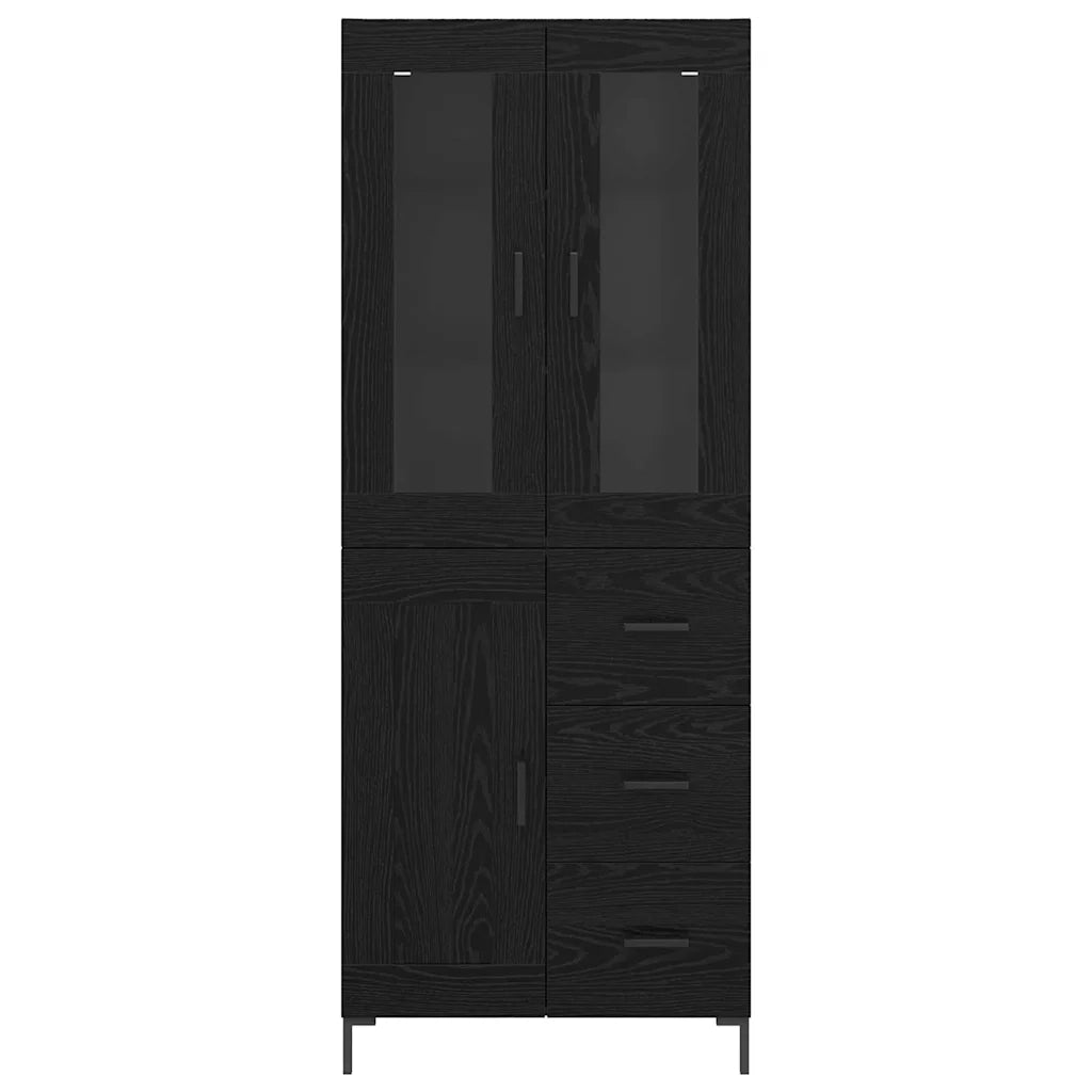 Credenza con cassetto 2 pcs Rovere Nero Legno multistrato
