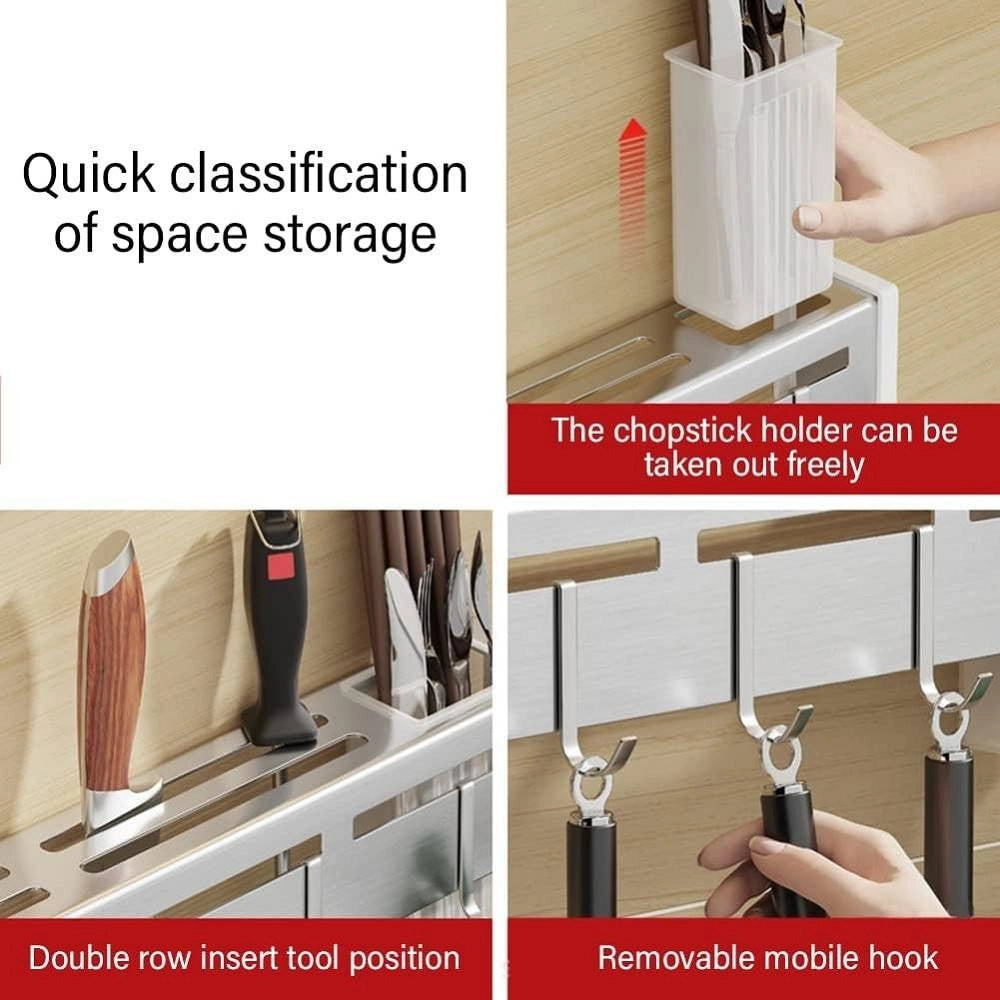 Trade Shop - Portacoltelli Da Parete Multifunzione Portautensili Oggetti Da Cucina Organizer -