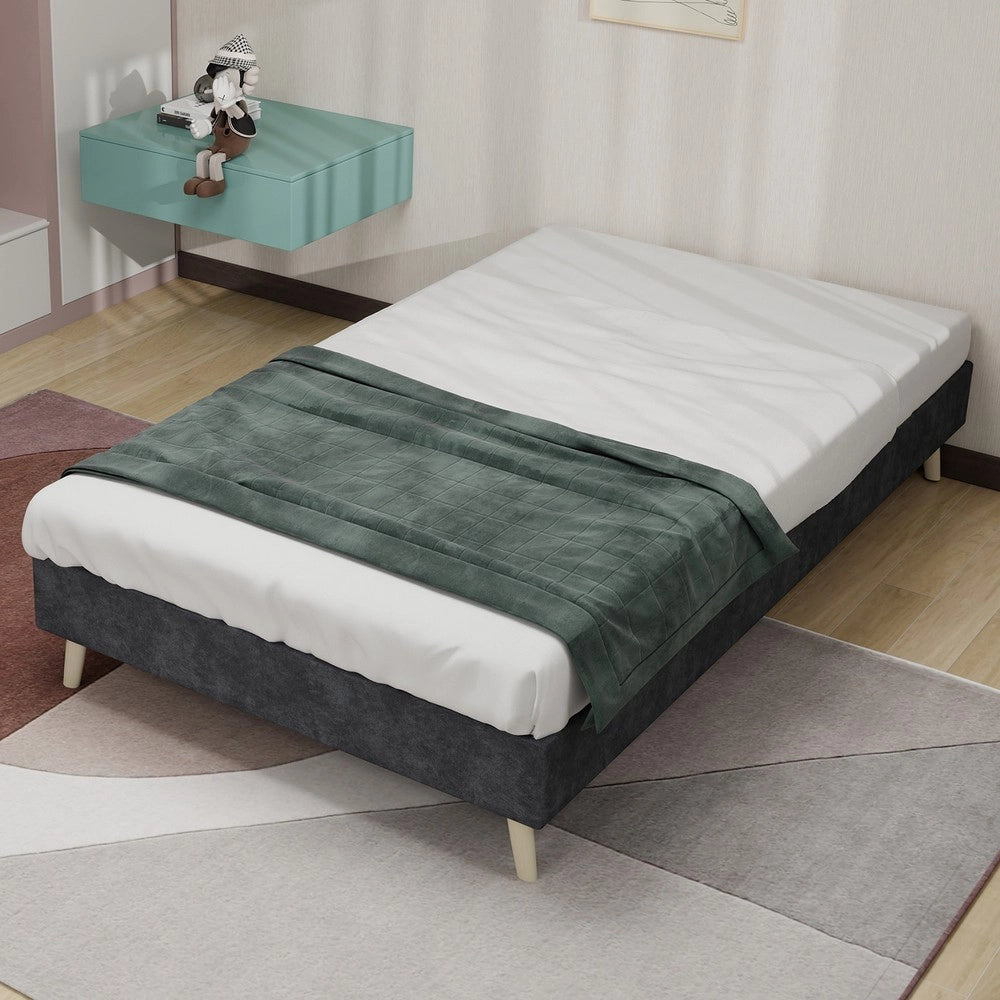 Letto Singolo Imbottito in Velluto ¨C Xylo ¨C Grigio 90x200 cm