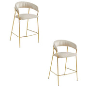 Sgabello Valora BADIA in velluto beige con gambe dorate per cucina x2