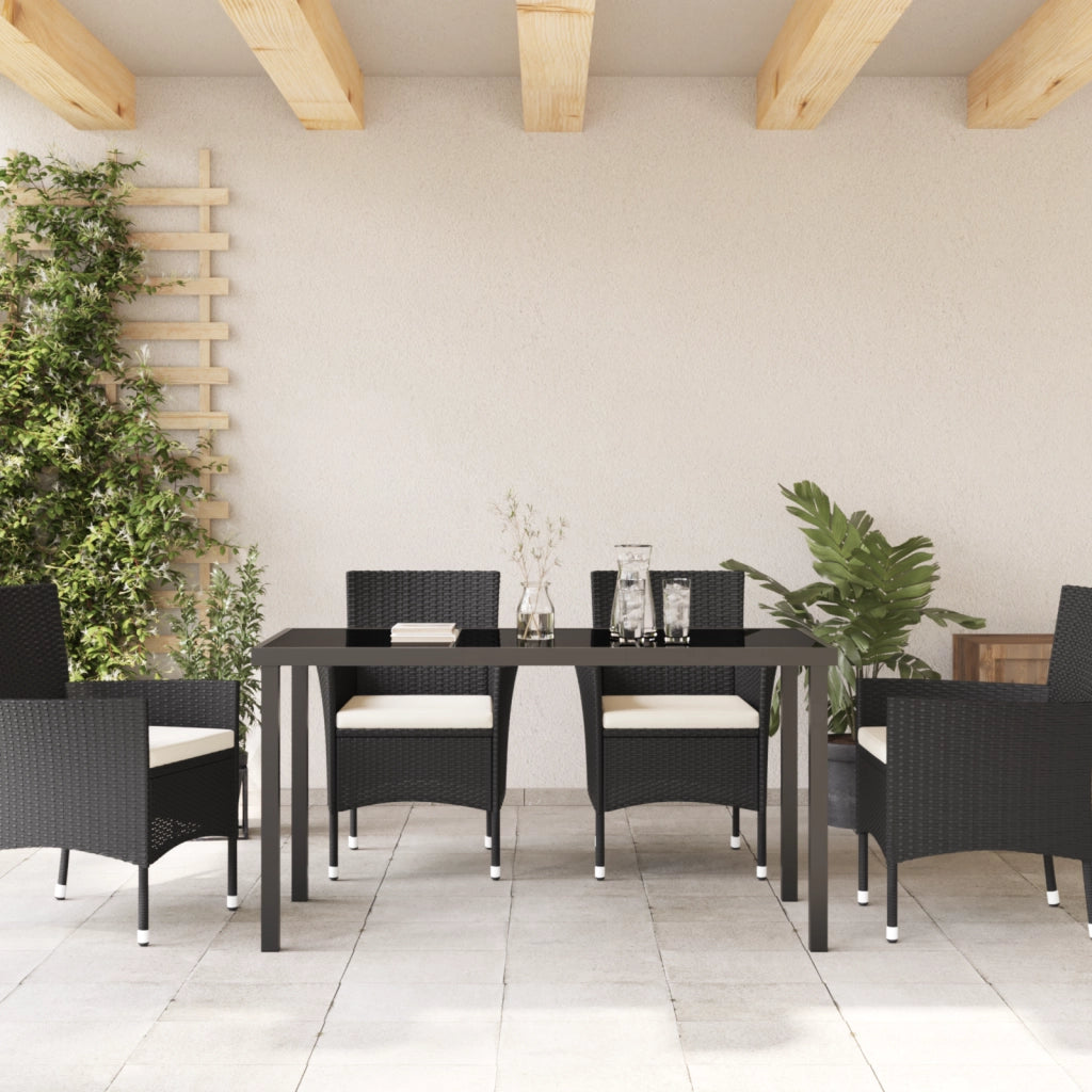 Tavolo da Giardino Nero 140x80x73 cm Vetro Temperato