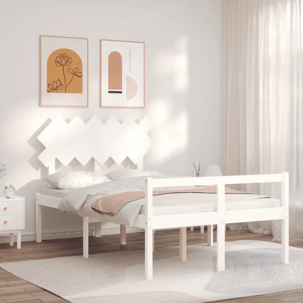 Letto per Anziani con Testiera Bianco 120x200 cm Legno Massellocod mxl 124982