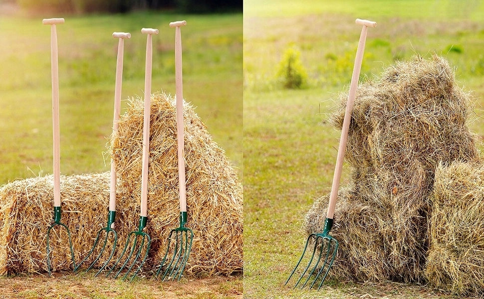 Forca KADAX per letame, fieno, paglia, giardino, 5 denti, in metallo, 132 cm