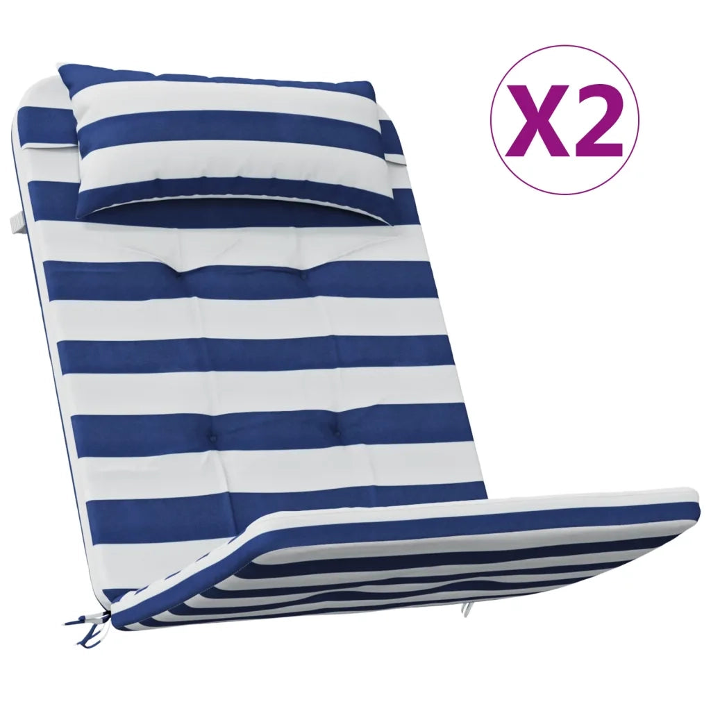 Cuscini Sedia Adirondack 2pz Strisce Bianche Blu Tessuto Oxford 361845