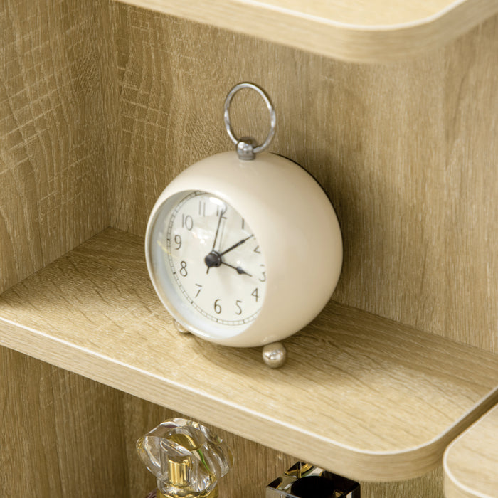 Consolle Trucco con Specchio 80x38x143 cm con Sgabello in Truciolare Color Legno