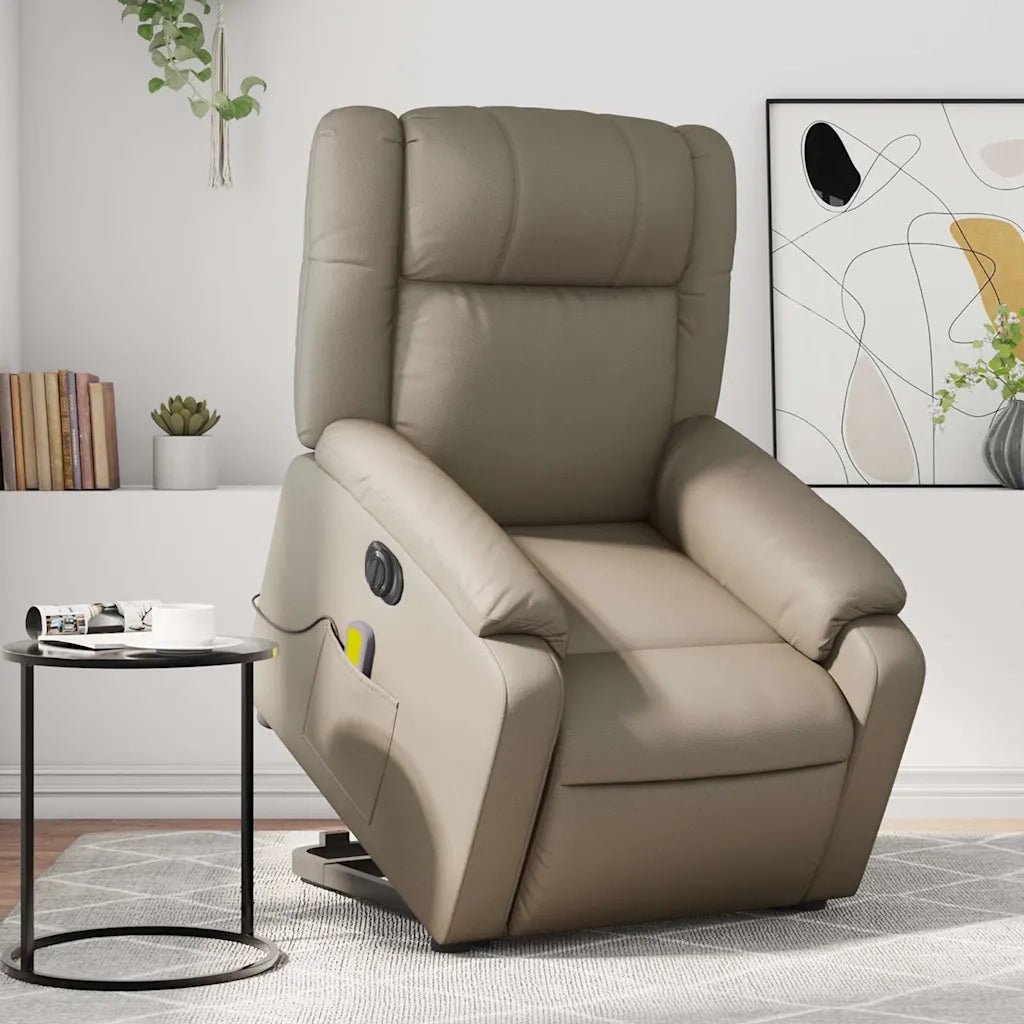 Poltrona Alzapersona Massaggio Elettrica Cappuccino Similpelle