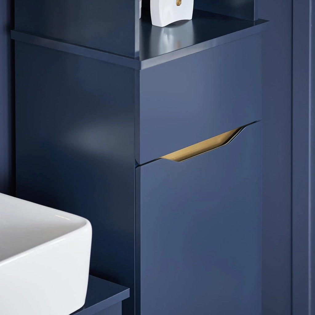 Mobile alto da bagno Mobile colonna bagno salvaspazio Armadio da terra Colore blu 35x30x170 cm BZR112-B